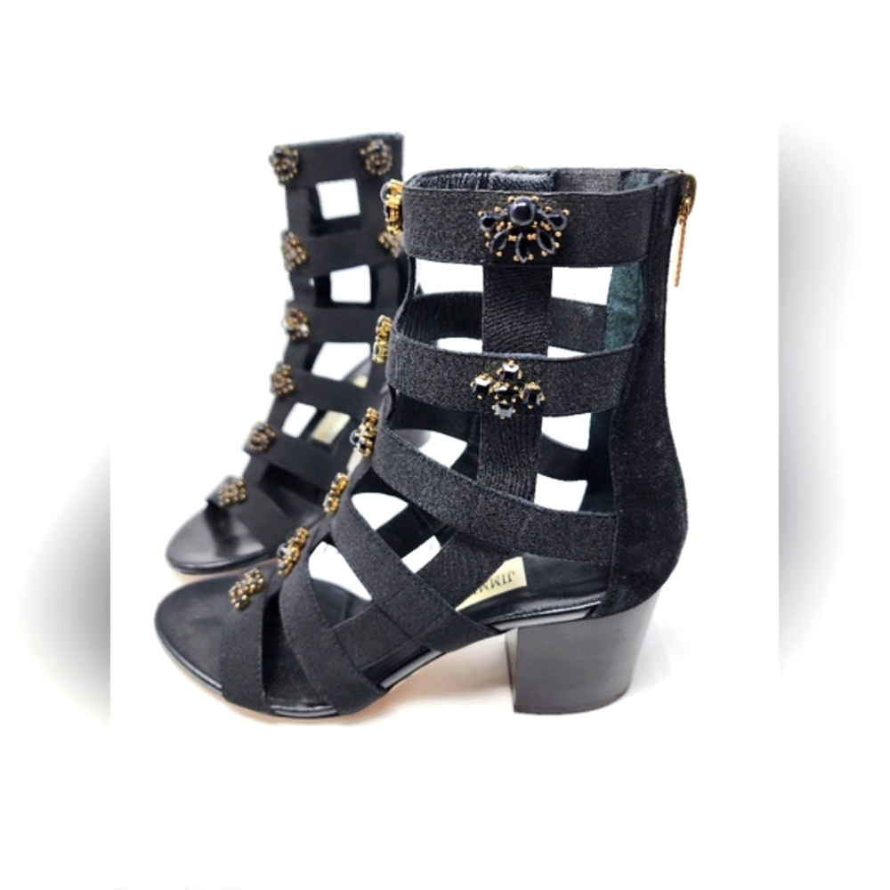 Jimmy Choo Black Leather Cage Pumps 36